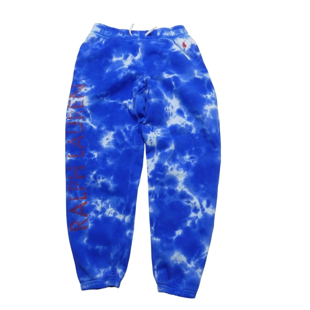 Polo Ralph Lauren Sweatpants Womens S Blue Tie‎ Dye Fleece Joggers Logo Graphic